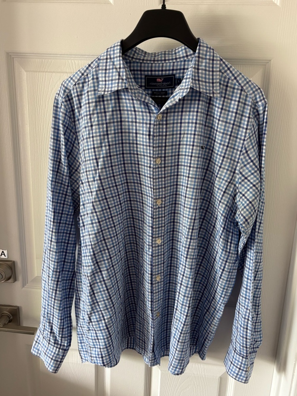 Vineyard Vines blue and white gingham check button-down dress shirt Size L